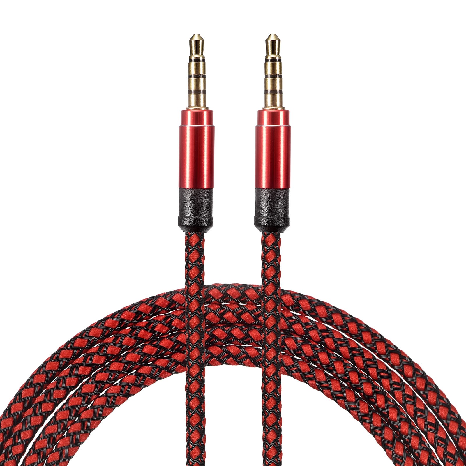 Aux Cable 3.5mm Male to Male Nylon Braided 10Ft Auxiliary Cord Red