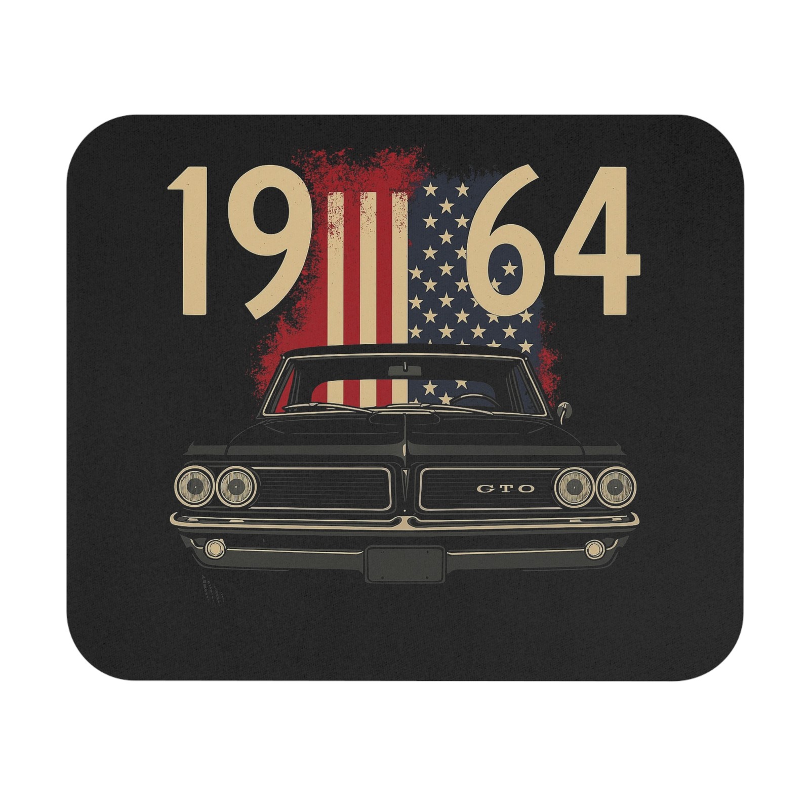 1964 Pontiac GTO Mouse Pad Classic Muscle Car USA Flag Patriotic Desk Mat
