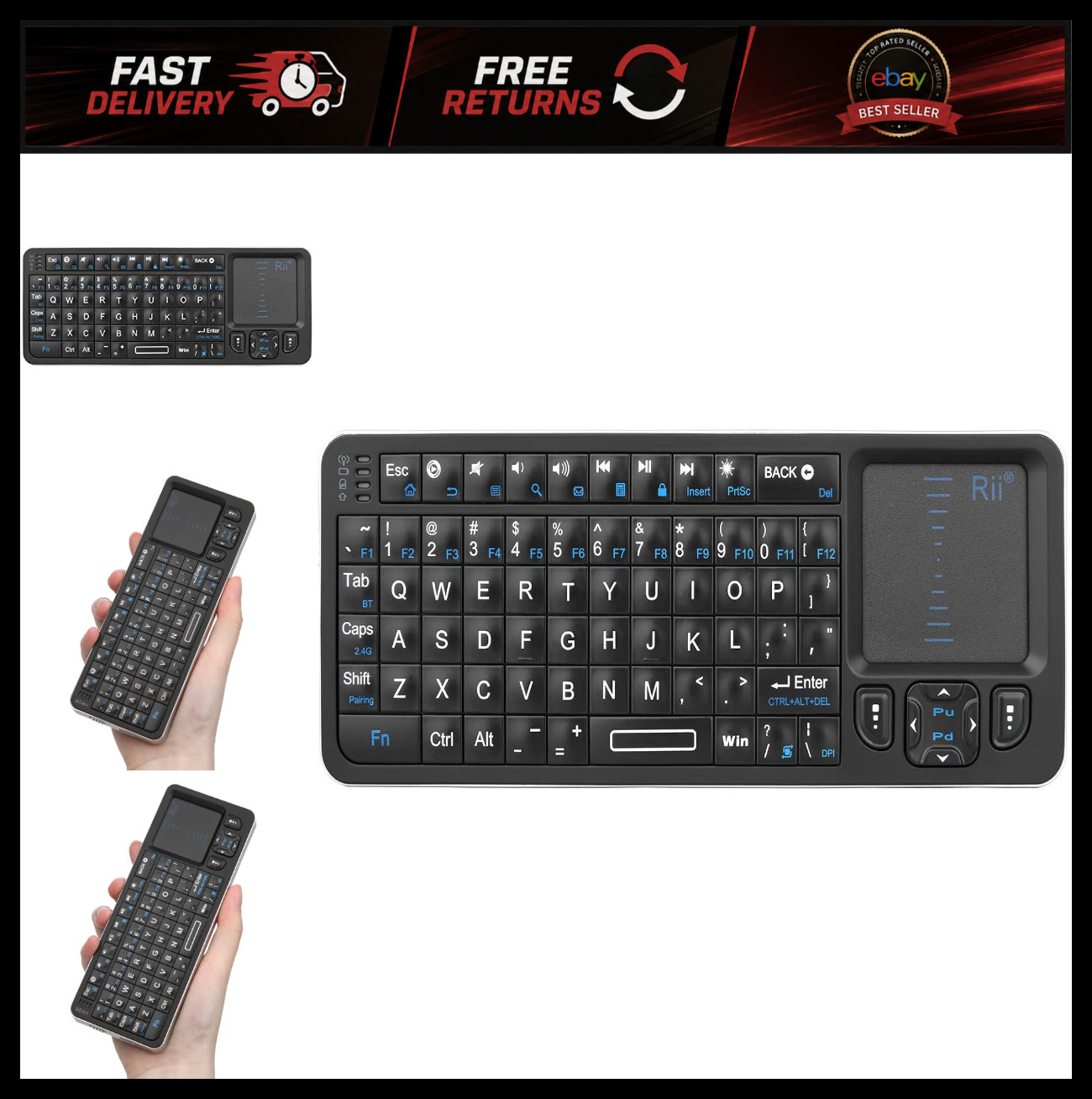 Rii K06 Backlit 2.4G/BT Mini Keyboard with IR Learning for Fire Stick,HTPC, IPTV