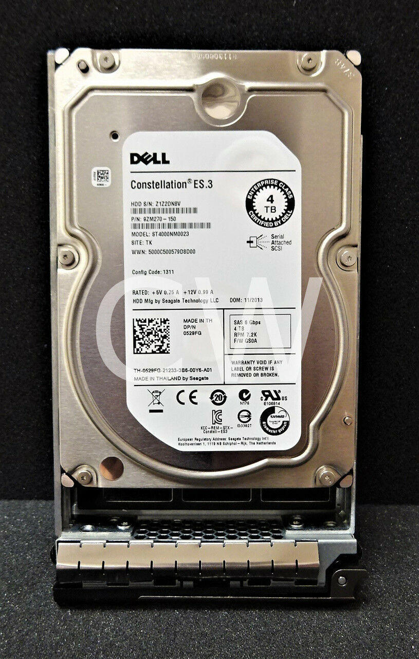 529FG ST4000NM0023 Dell POWEREDGE 4TB 7.2k 6Gbps 3.5" SAS Hard Drive