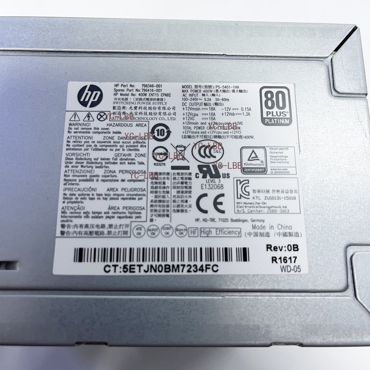 HP PS-5401-1HA 796346-001 796416-001 Z240 Workestation PSU 400W PCE009