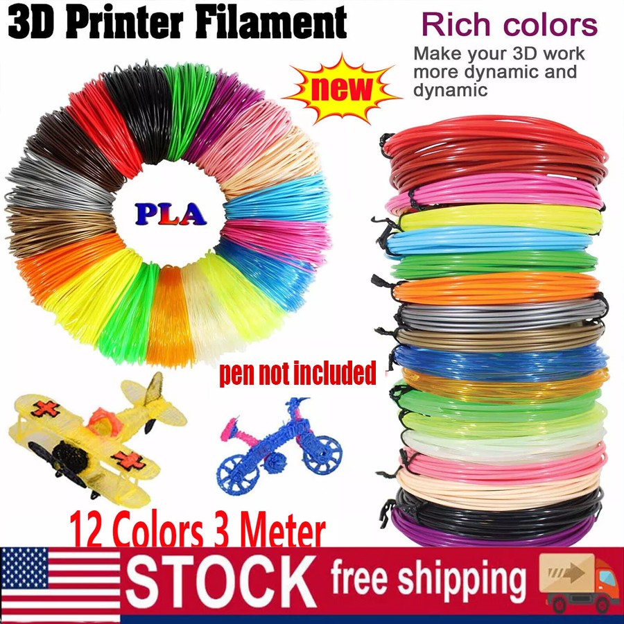 3D Pen Filament 323 Feet (12  Colors), 3D Printing Pen Refills PLA Filament