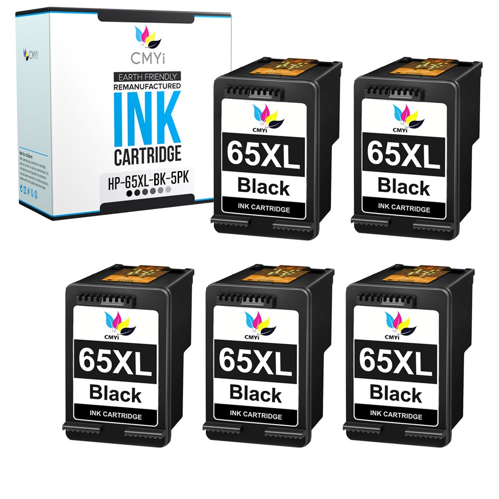 5PK CMYi Compatible 65XL Black Ink Cartridge for HP DeskJet 3720 3722 3730 3732