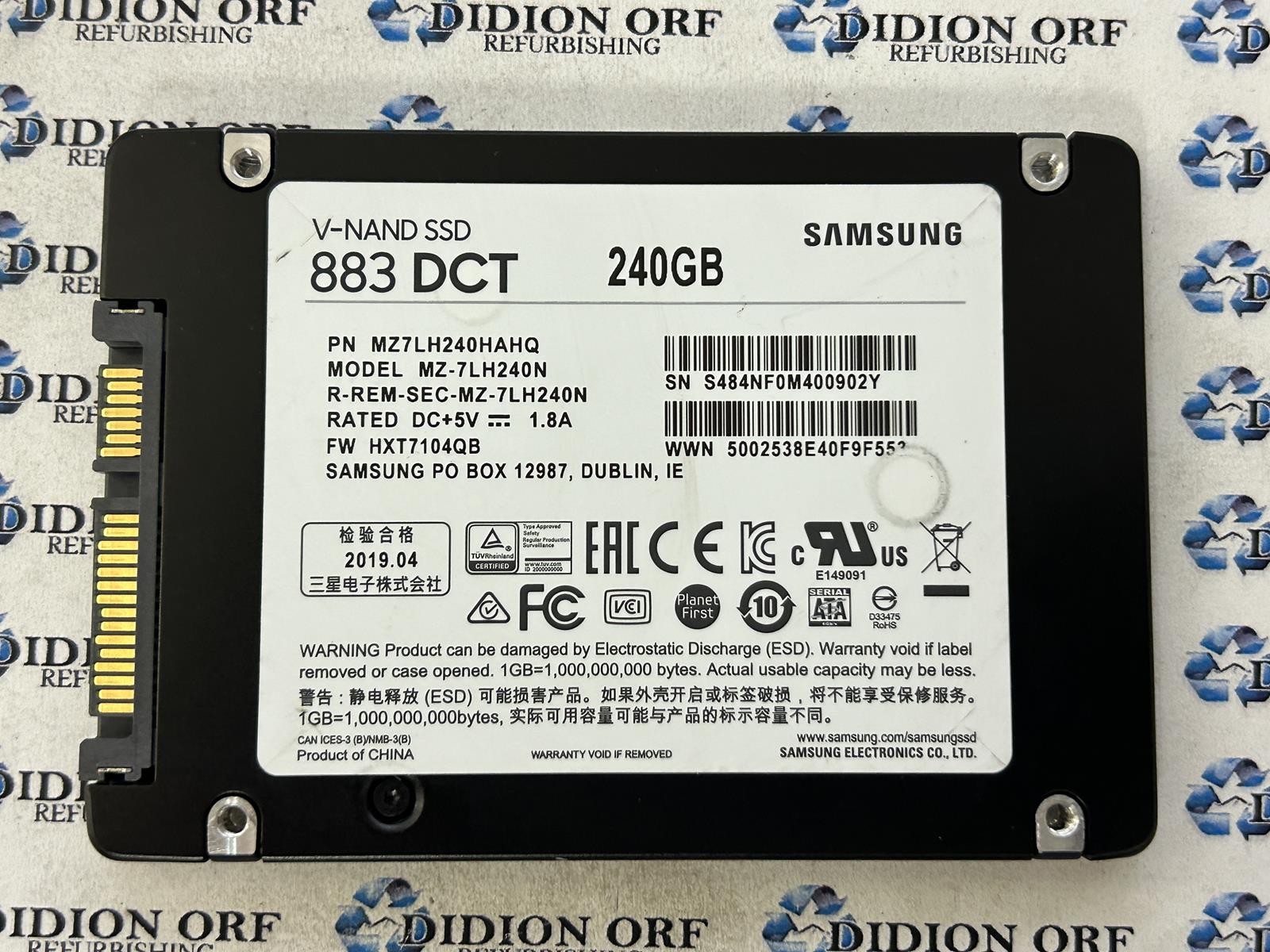 SAMSUNG 883 DCT 240GB 2.5" SATA SSD MZ-7LH240N, Grade B, SKU 27212