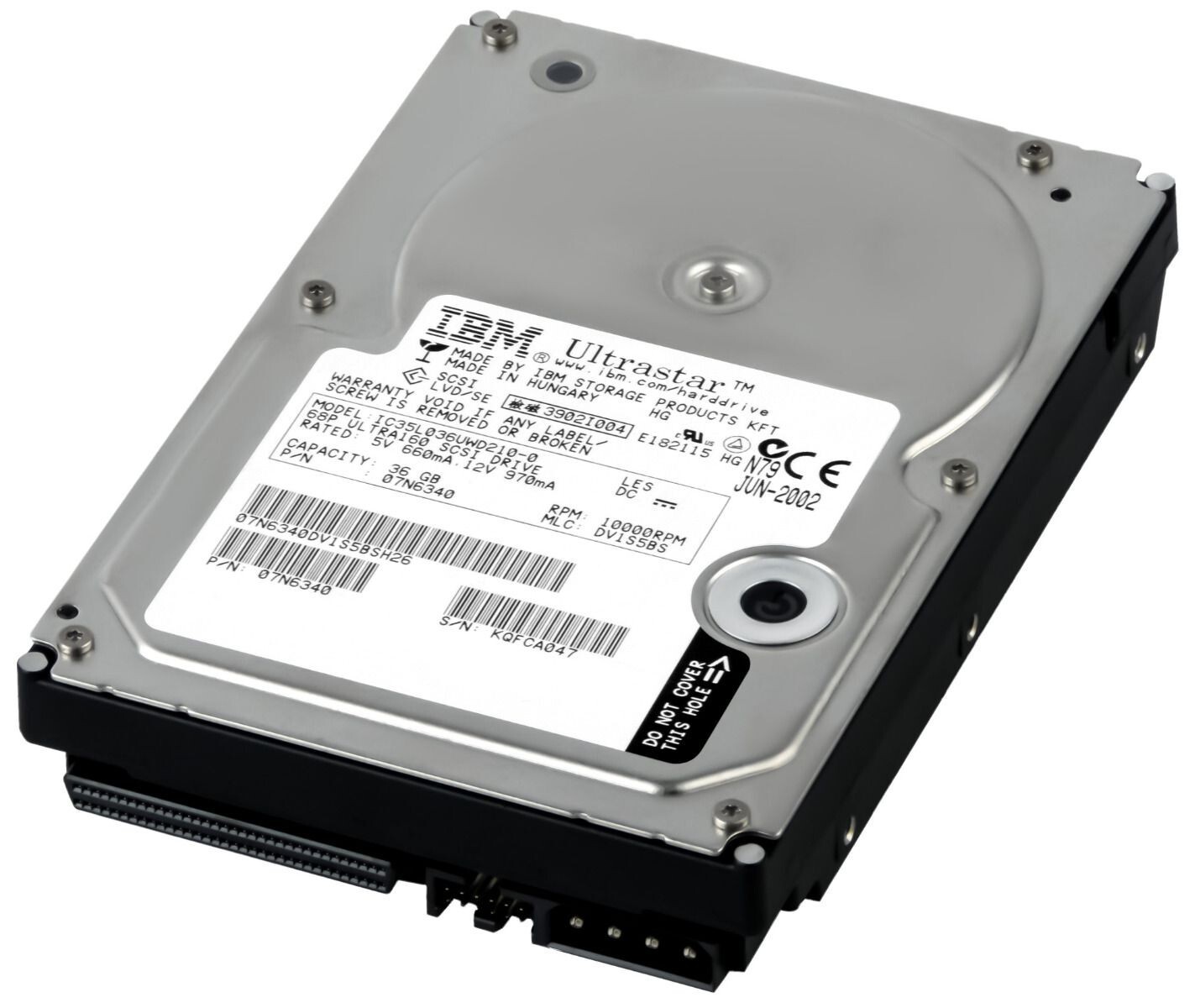 HARD DRIVE IBM Ultrastar 73LZX IC35L036UWD210-0 36GB 10K 4MB SCSI U160 3.5''