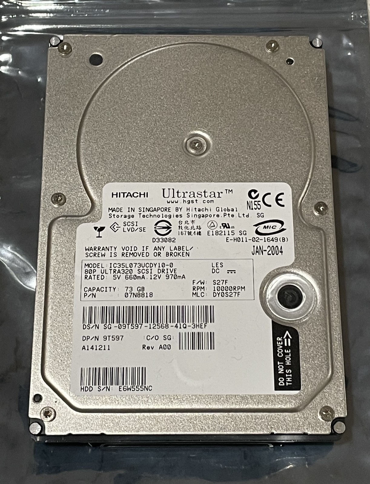 IBM Ultrastar 73GB 10K RPM Ultra160 SCSI 3.5" Hard Drive IC35L073UCDY10-0