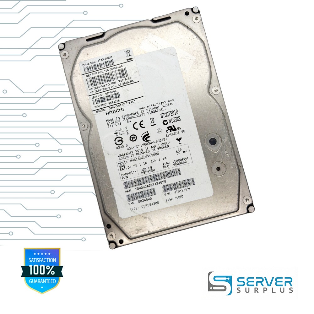 NetApp HUS156030VLS600 300GB SAS 15000 RPM 3.5 in Enterprise HDD | 108-00166+D0