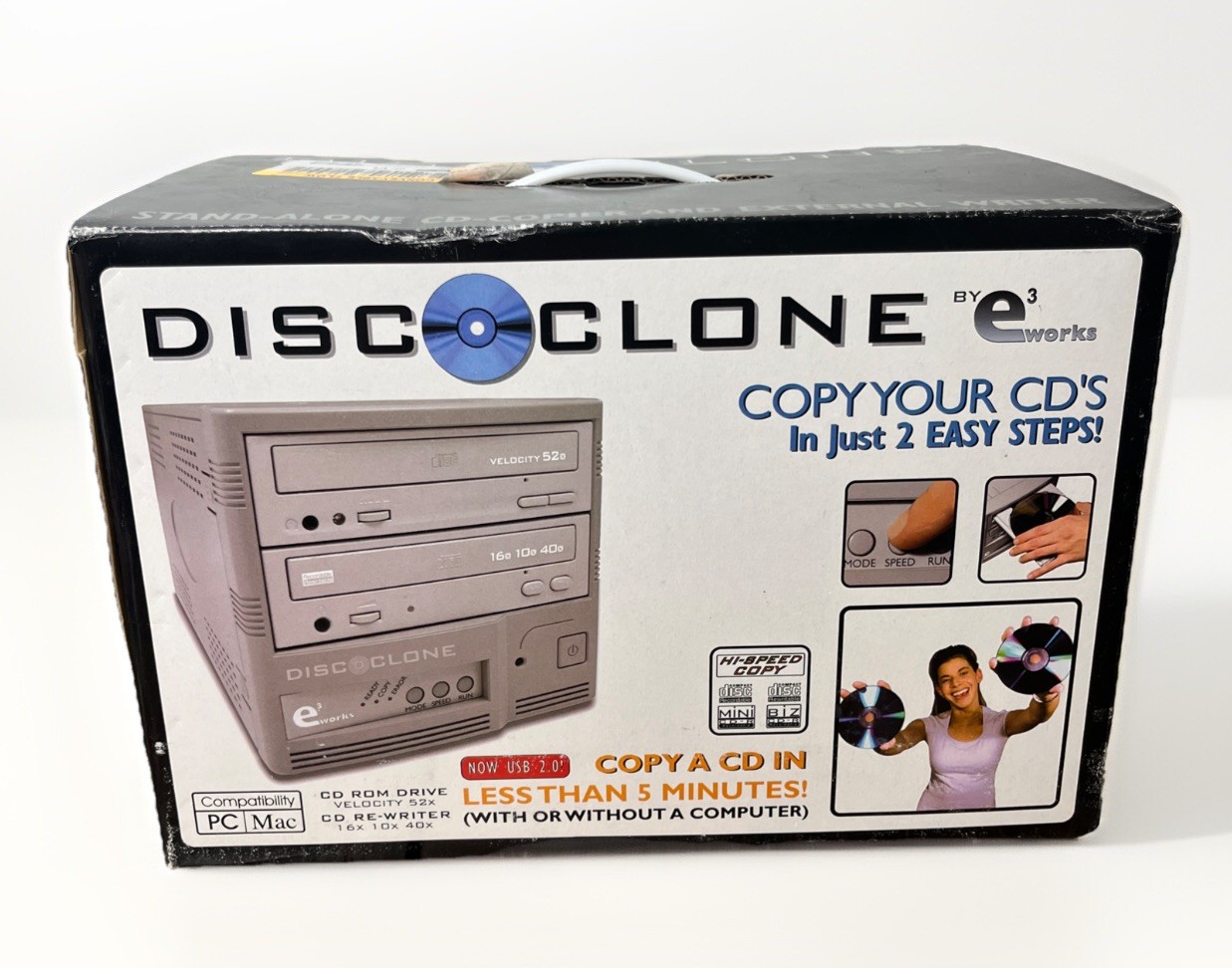 E3 WORKS Disc Clone CD Burner w/ Power & USB Cords + Box DCU-9802u EUC ~ NEW