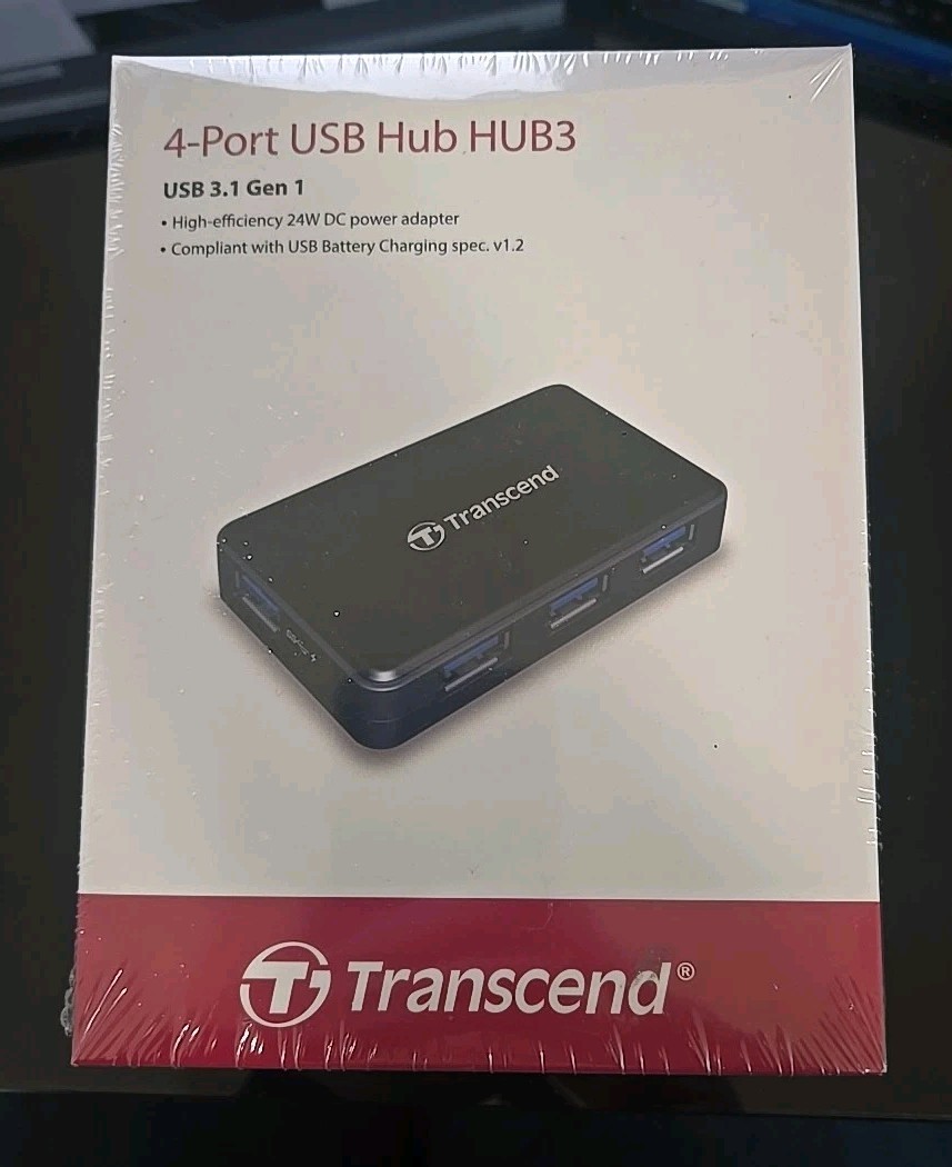 Transcend 4-Port USB Hub HUB3. USB 3.1 Gen 1 Power Adapter
