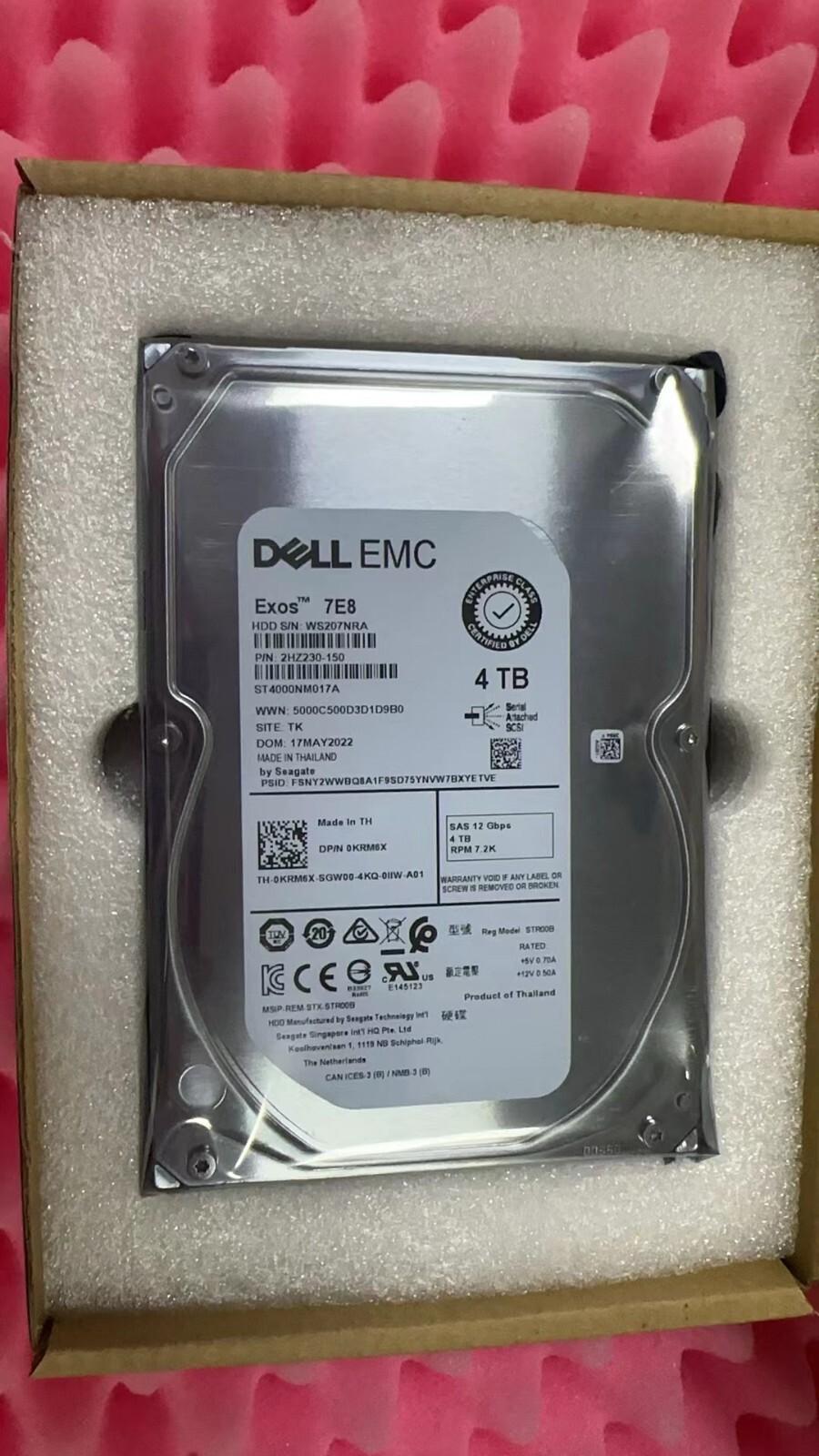 Dell EMC ST4000NM017A 4TB 3.5" 12 Gbps 7.2K RPM SAS Drive 0KRM6X KRM6X