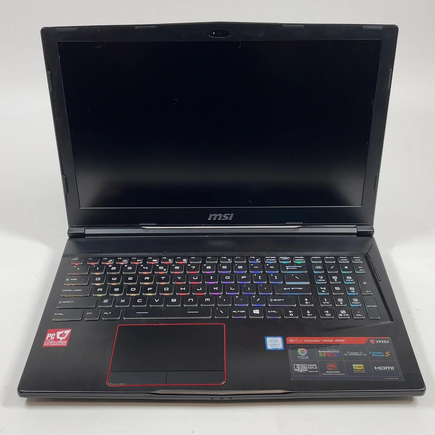 Broken MSI Raider GE63 15.6" i7-8750H 16GB RAM 128GB SSD 1TB HDD GTX 1060