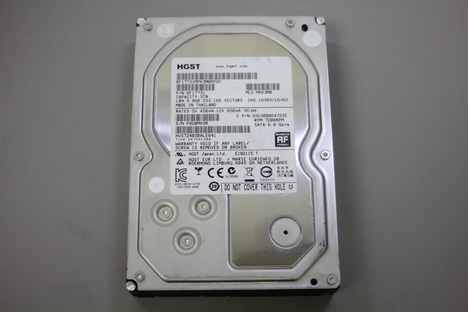 HGST Ultrastar 3TB 3.5" SATA 7200RPM HDD Internal Hard Drive HUS724030ALE641