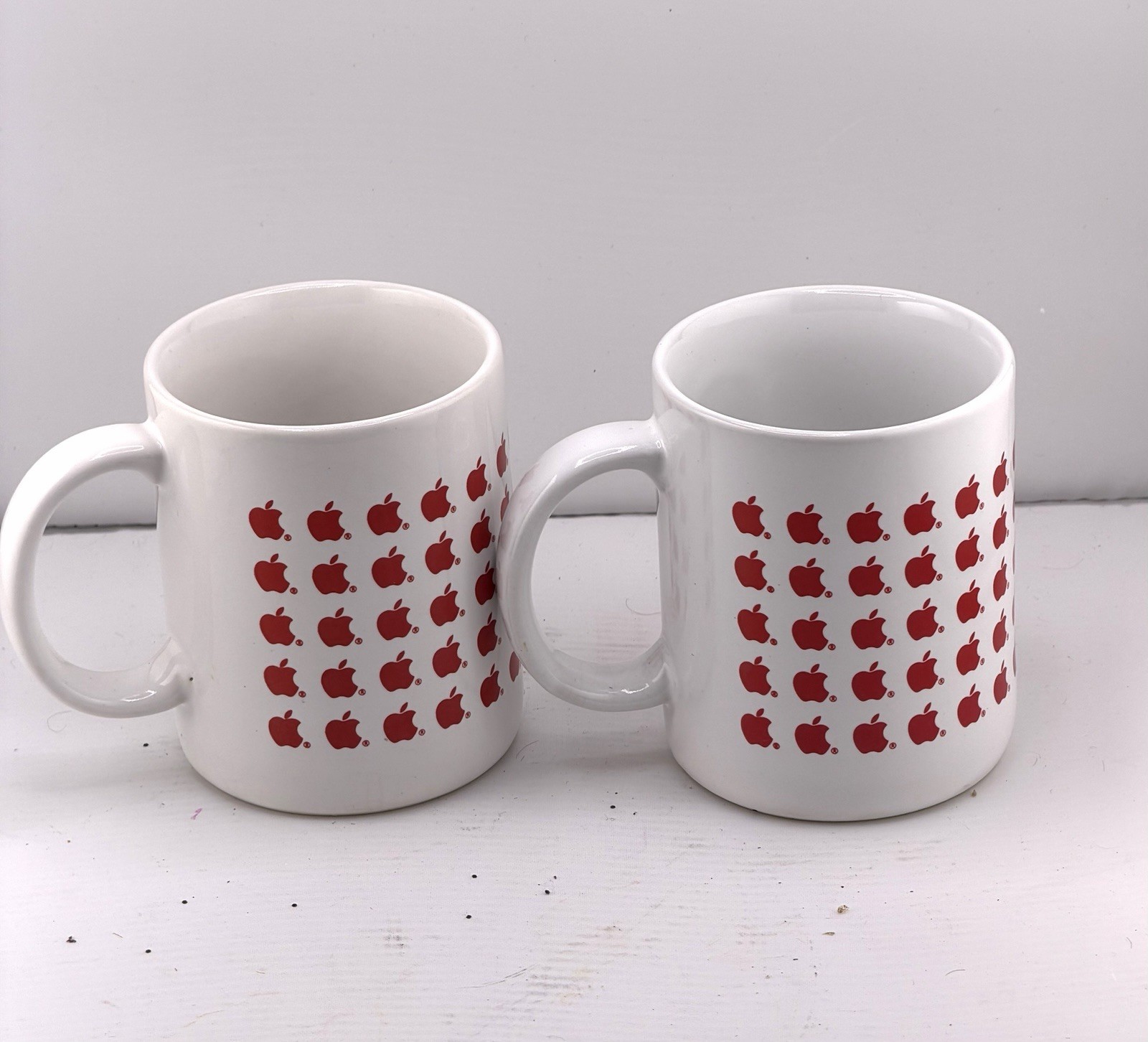 TWO Vintage Apple Computer Mug With Repeated Apple Logo
