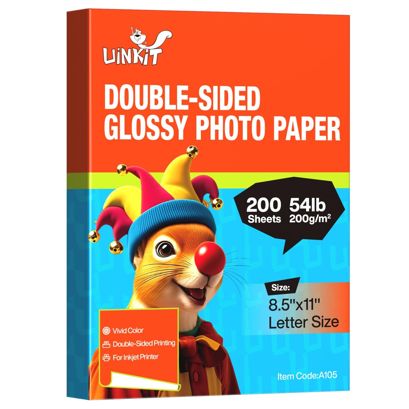 Uinkit 200 Sheets Double Sided Photo Paper Glossy 8.5x11 54lbs Inkjet for Dye In
