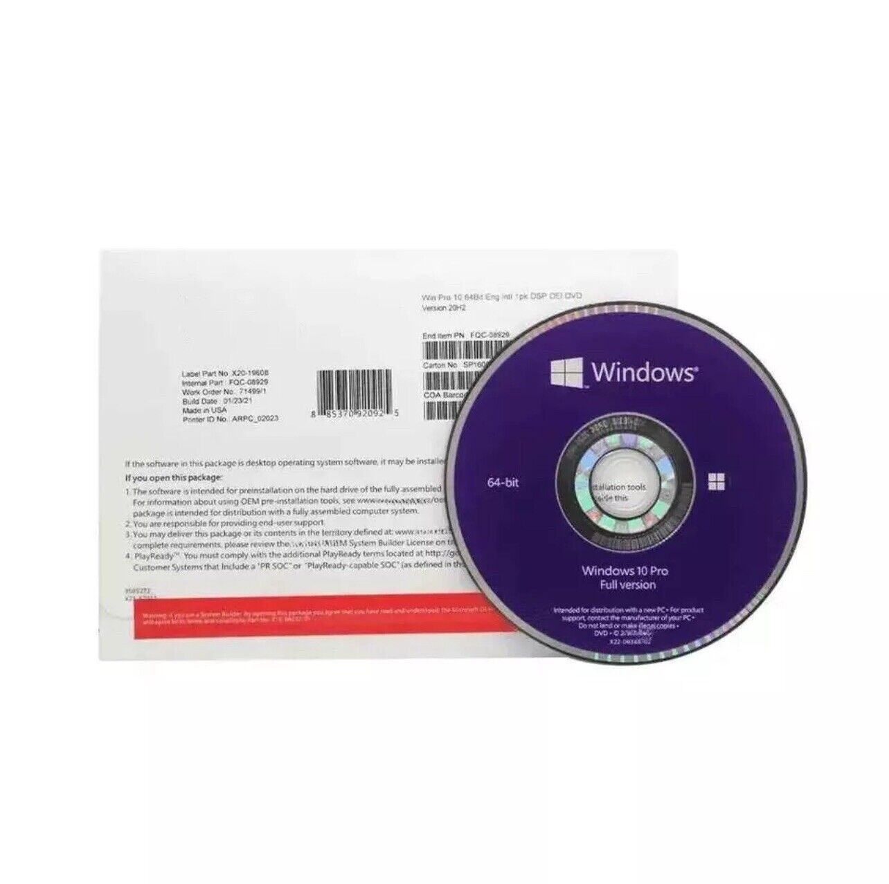 NEW Win 10 pro 64 bit DVD with Genuine License Product Key Sealed Brand New