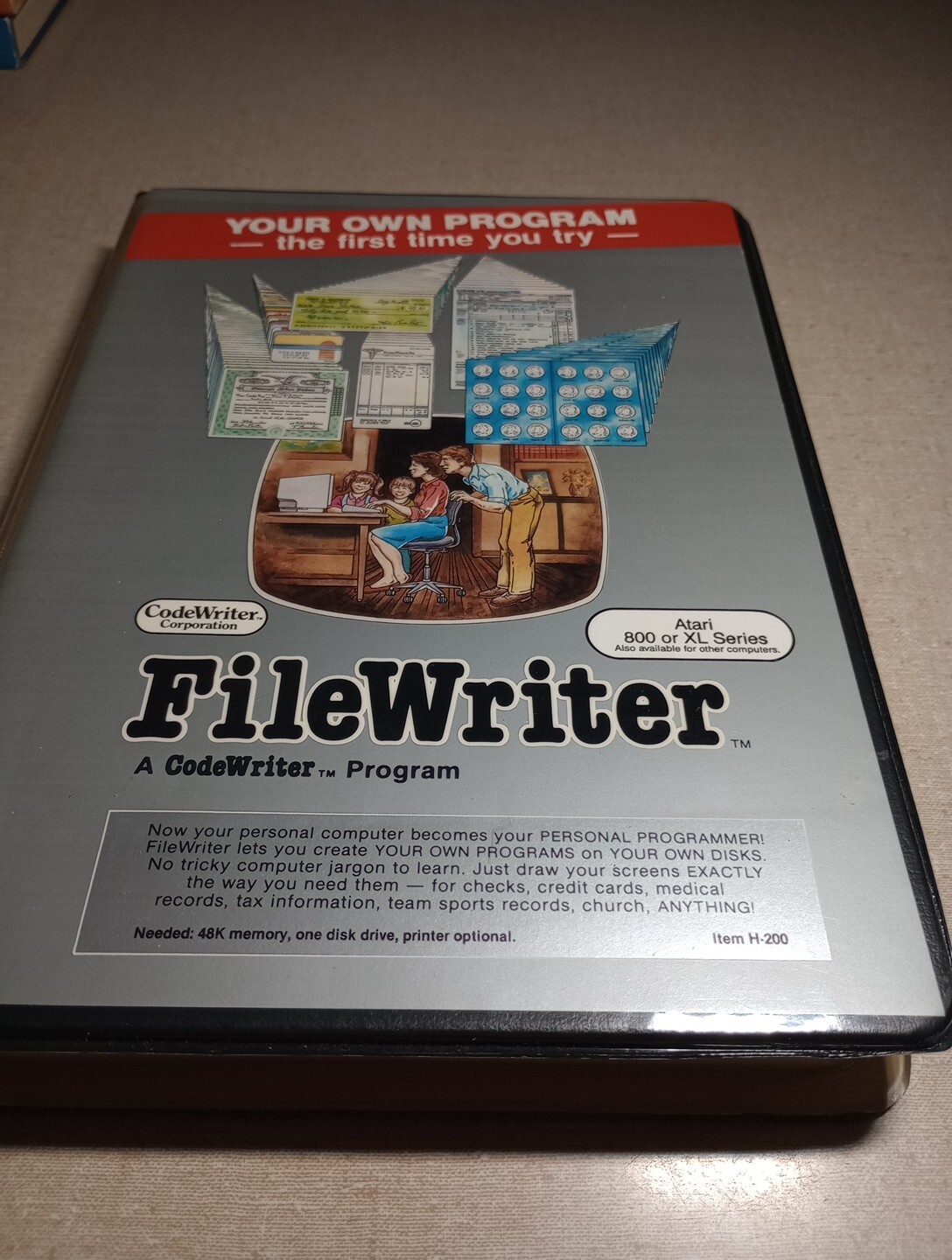 FileWriter Code Writer Program Atari 800 Item H-200 Excellent 1982
