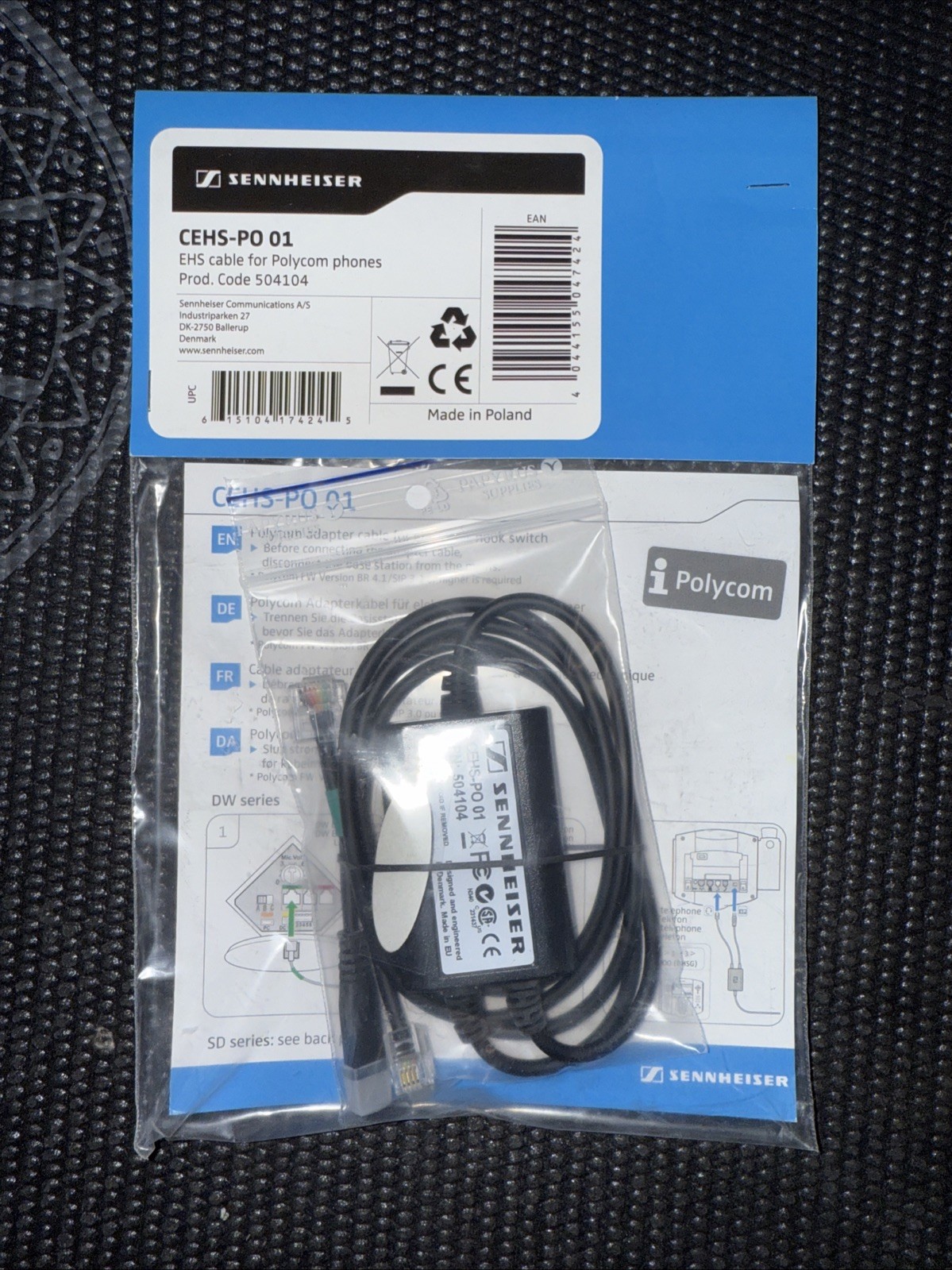 NEW Sennheiser CEHS-PO 01 EHS Polycom Adapter 504104