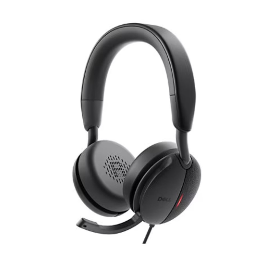 Dell WH5024 Wired USB-A Over-Ear Headset Black Mic w/Inline Remote & Carry Pouch