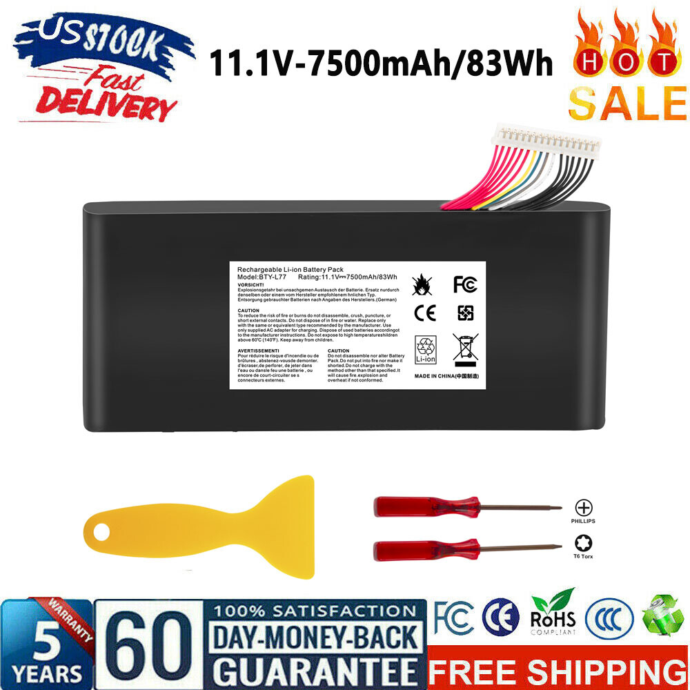 Replacement MSI Battery GT72 2QD GT72 2QE GT72 6QD GT72S-6QF GT72VR 6RD BTY-L77