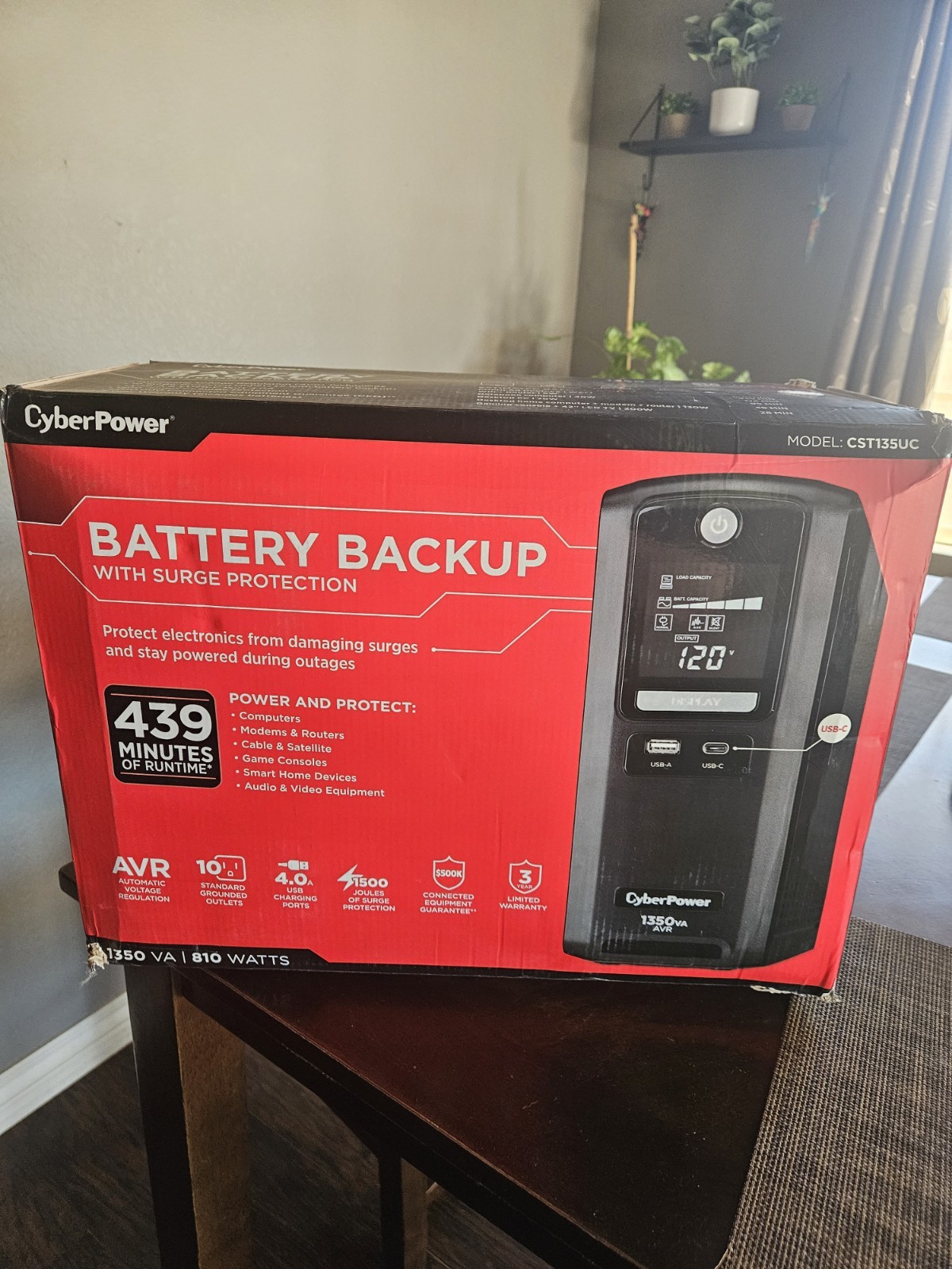 CYBERPOWER 1350VA/810W Battery Backup & Surge Protector - Open Box 