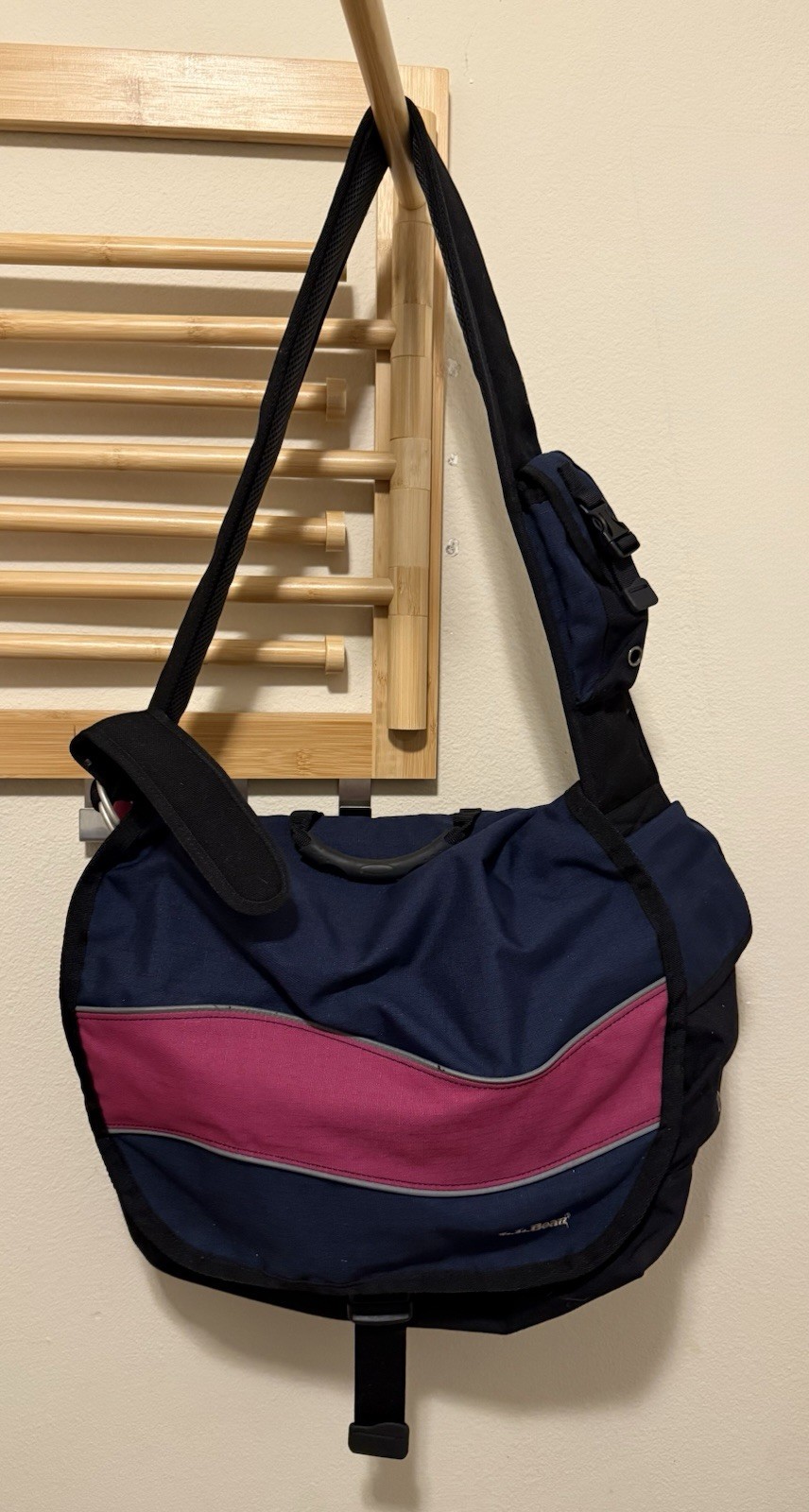 LL Bean Messenger Bag Navy/Pink With Adjustable Strap