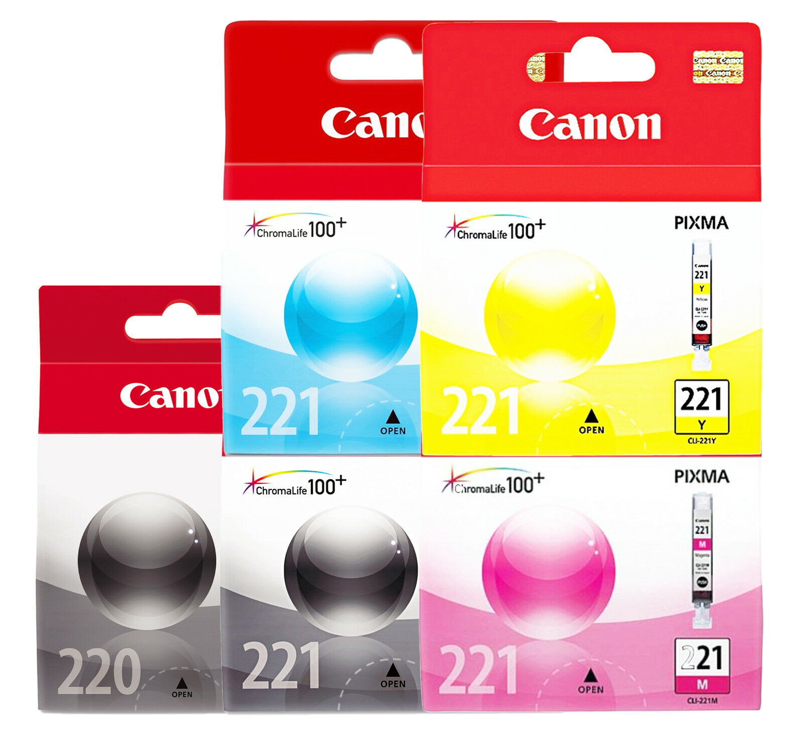 GENUINE Canon PGI-220 CLI-221 Ink 5 Pack for PIXMA iP4700 MP550 MP980 MX870 