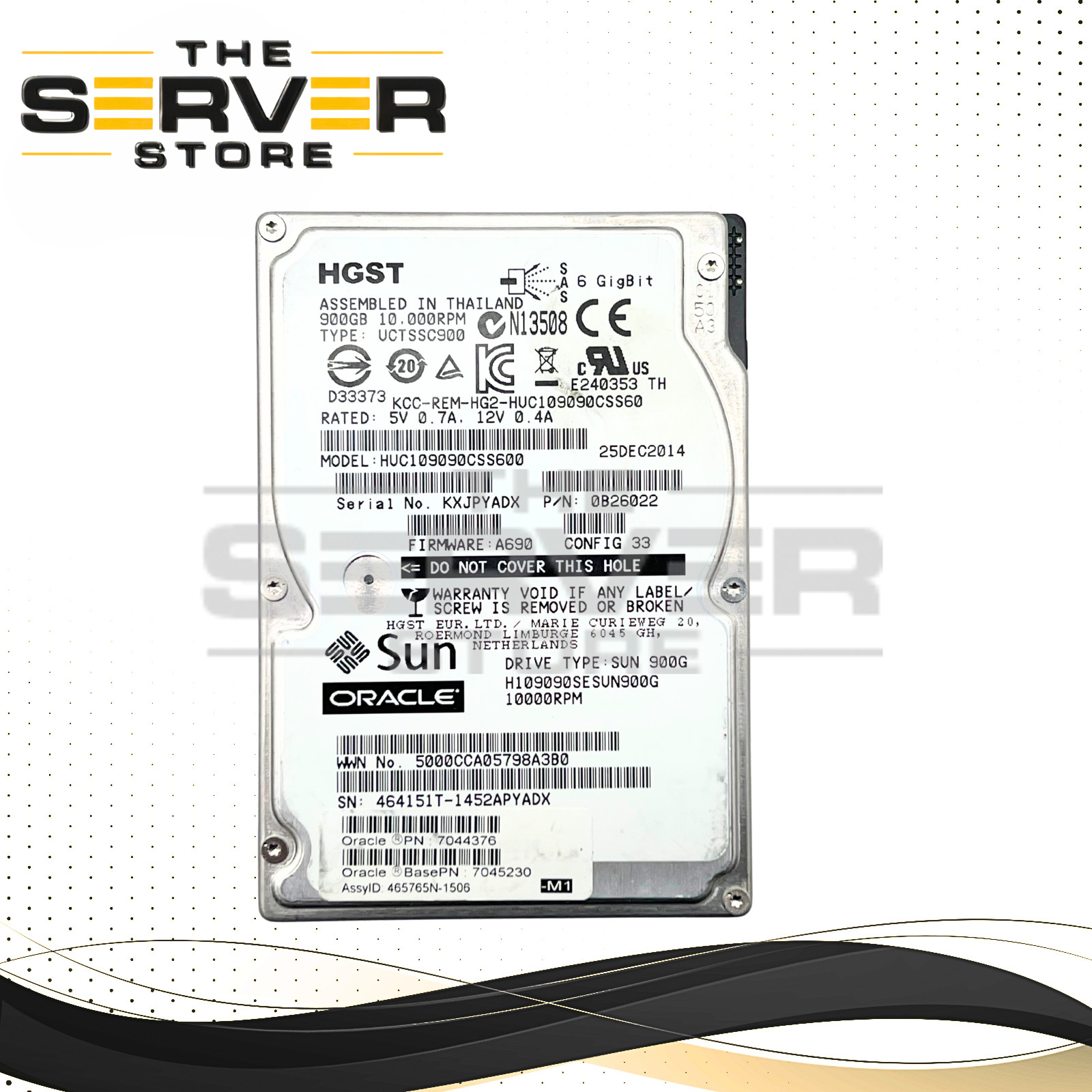 HGST 900GB SAS 6G 10K SFF 2.5" HDD Ultrastar C10K900 Series HUC109090CSS600