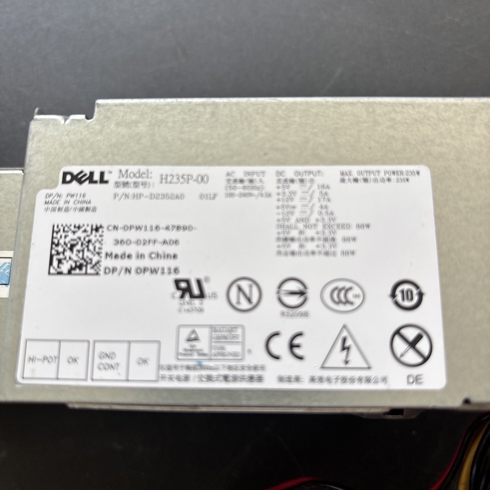 Dell Optiplex 235W Power Supply 0PW116 VP-09500053-100 F235E-00 PW116