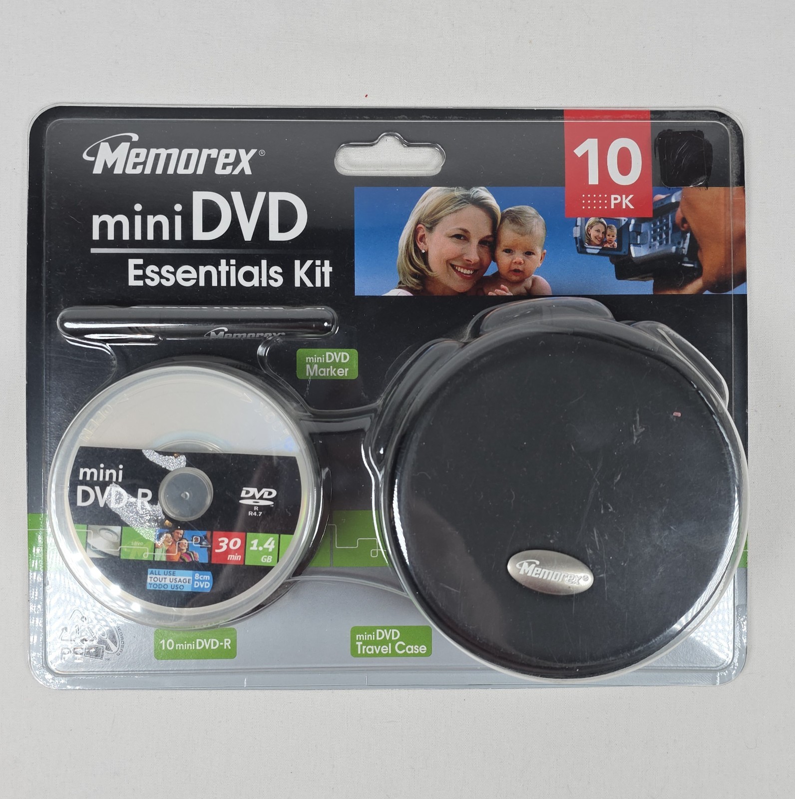 Memorex Mini DVD-R Essentials Kit 30 min 1.4GB 10-pack w Travel Case Marker NEW