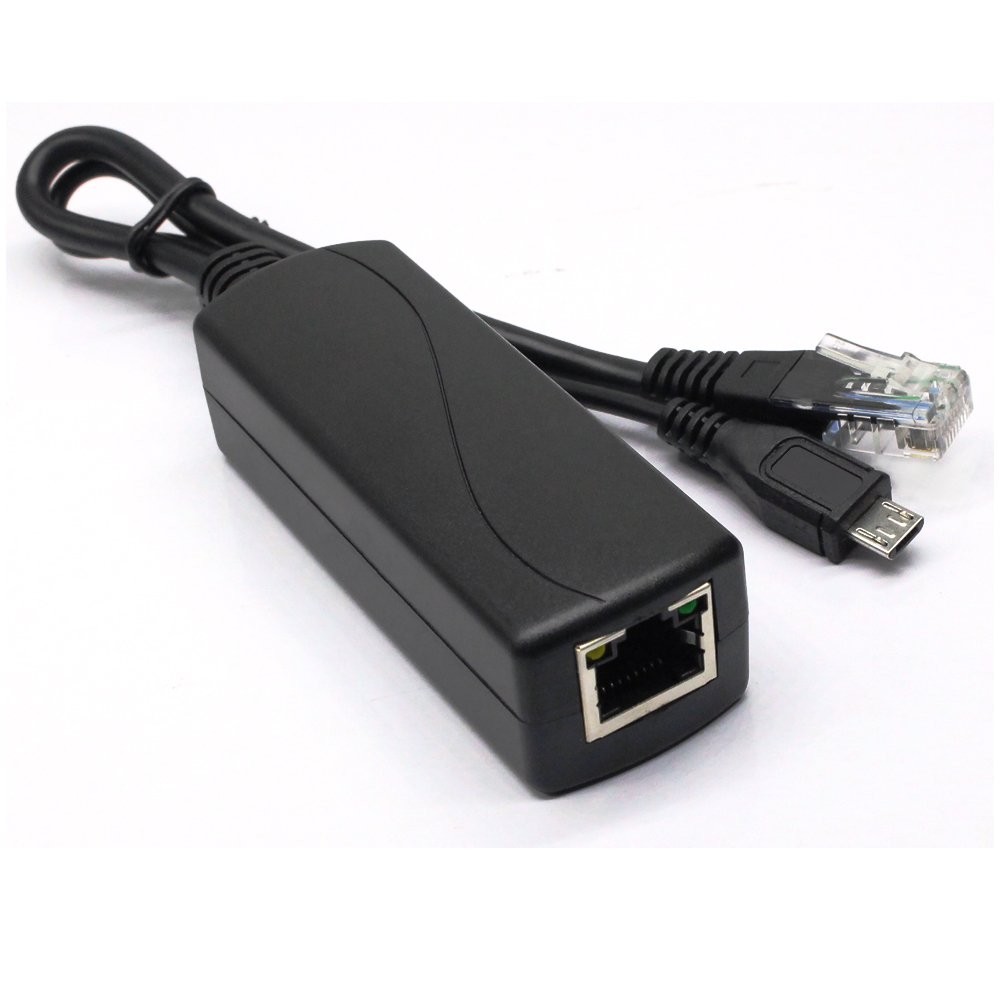 Active 48V to 5V 2.4A PoE Splitter Adapter with Micro USB Plug, IEEE 802.3af ...
