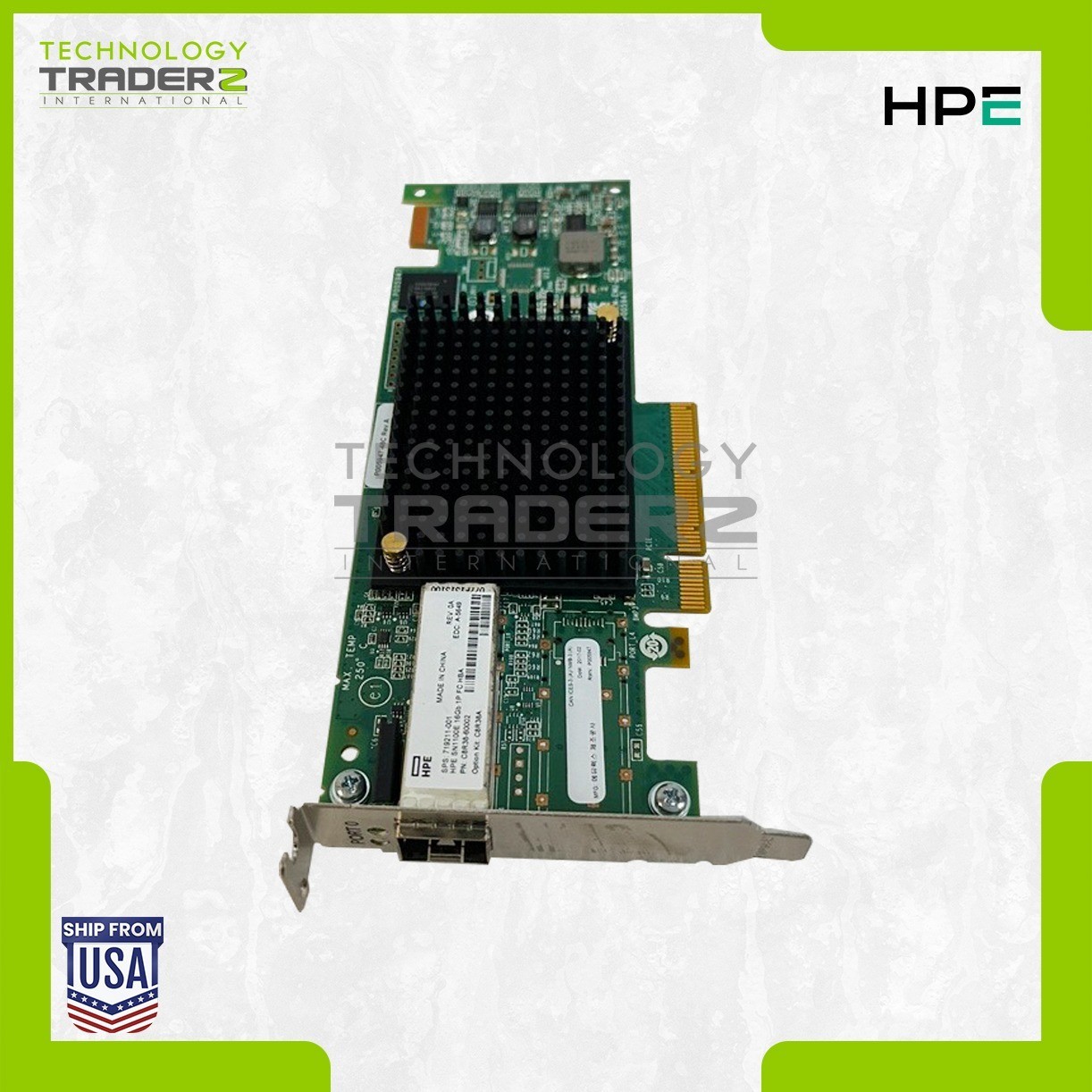 LOT OF 2 C8R38A HP StoreFabric SN1100E 1-Port 16GB PCI E HBA 719211-001 W/ Short