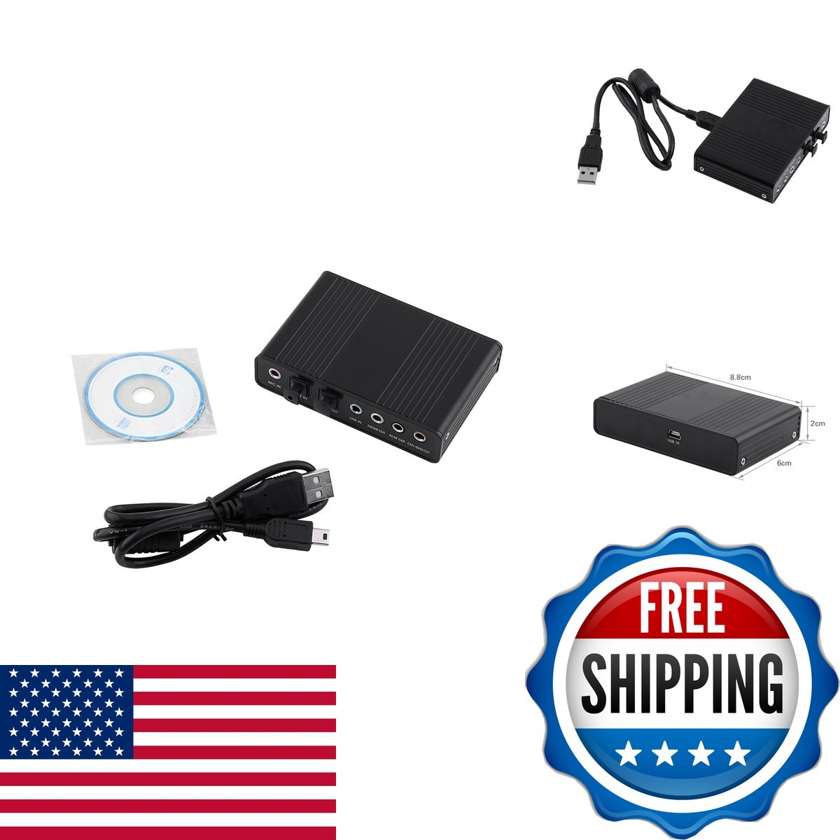 VGEBY USB Audio Adapter External Sound Card SPDIF 6 Channel 5.1 Surround Line In