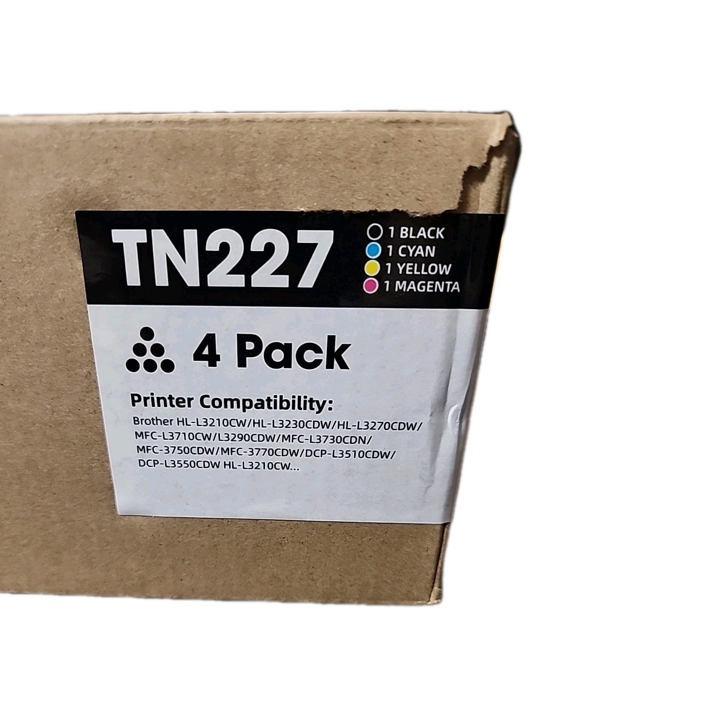 TN227 High Yield Laser Toner Cartridge Set Black, Cyan, Magenta, Yellow.