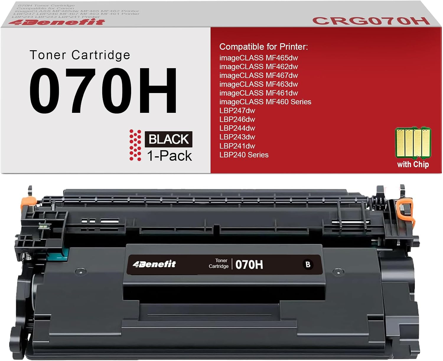 070H Black High Yield Toner Cartridge CRG-070H 070 H with Chip 1-Pack