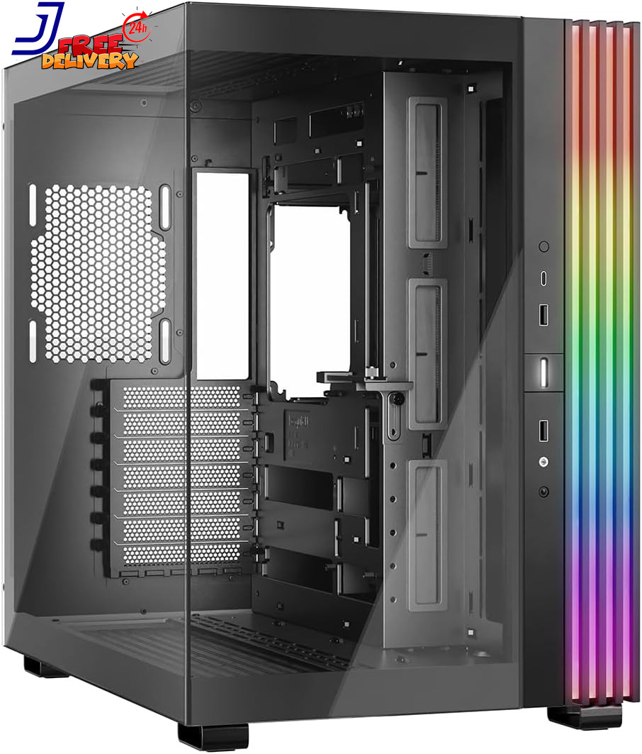 Light Base 600 DX Black PC Case | Fully Windowed Front and Side Panel | Dual Cha