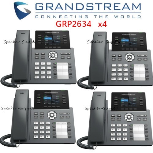 4 Pack Grandstream GRP2634 8-Line 4 SIP Office IP Phone PoE Bluetooth Gigabit