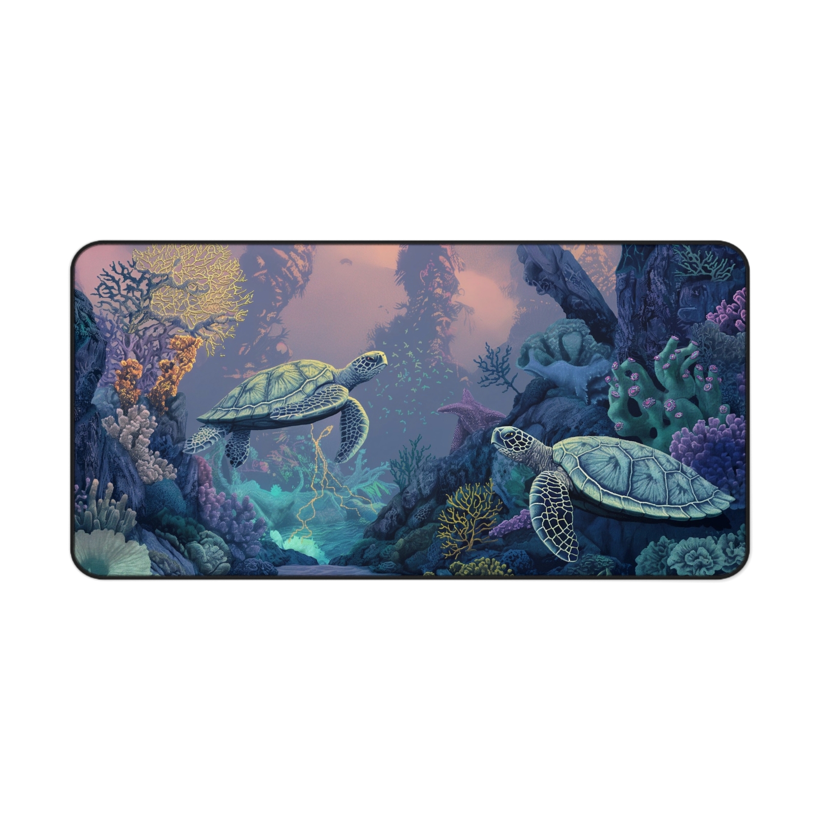 Oceanic Turtle Reef Desk Mat – Marine Life Mouse Pad, 3 Size Options