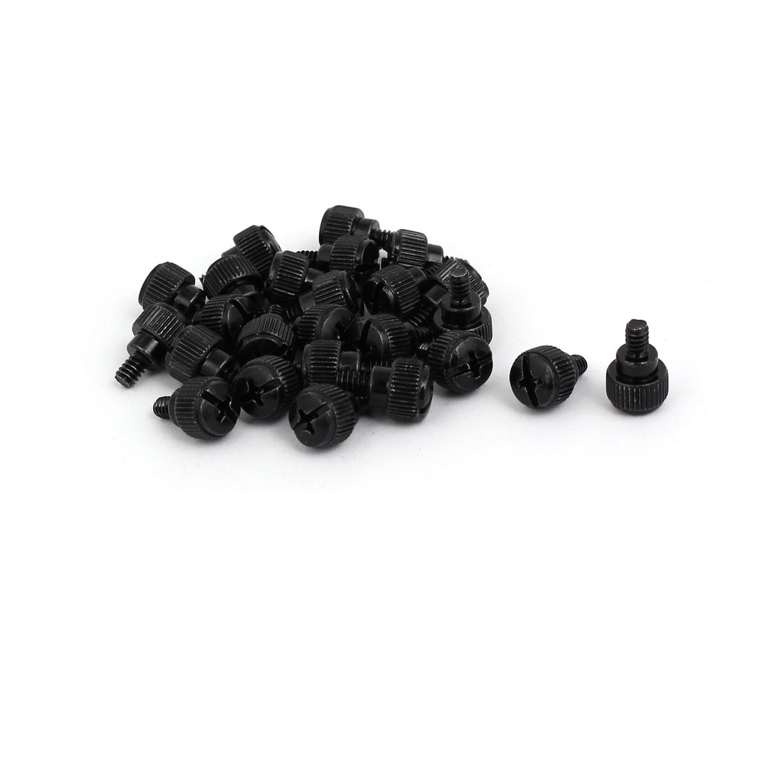 M3.5x5mm Male Thread Metal Computer Desktop PC Case Thumb Screws Black 25pcs