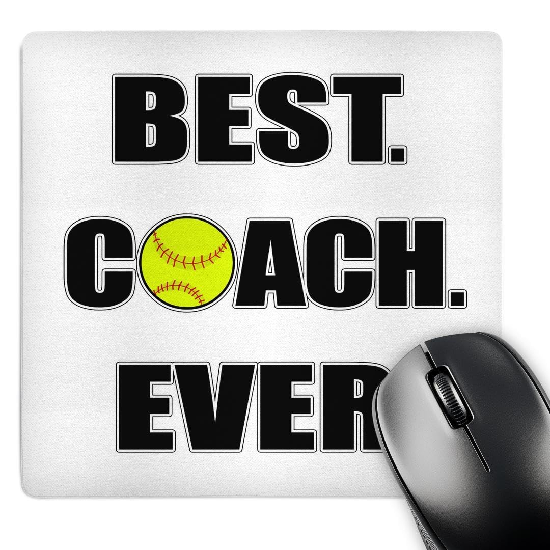 3Drose 3D Rose Softball Best Coach Ever Matte Finish Mouse Pad - 8 X 8 -