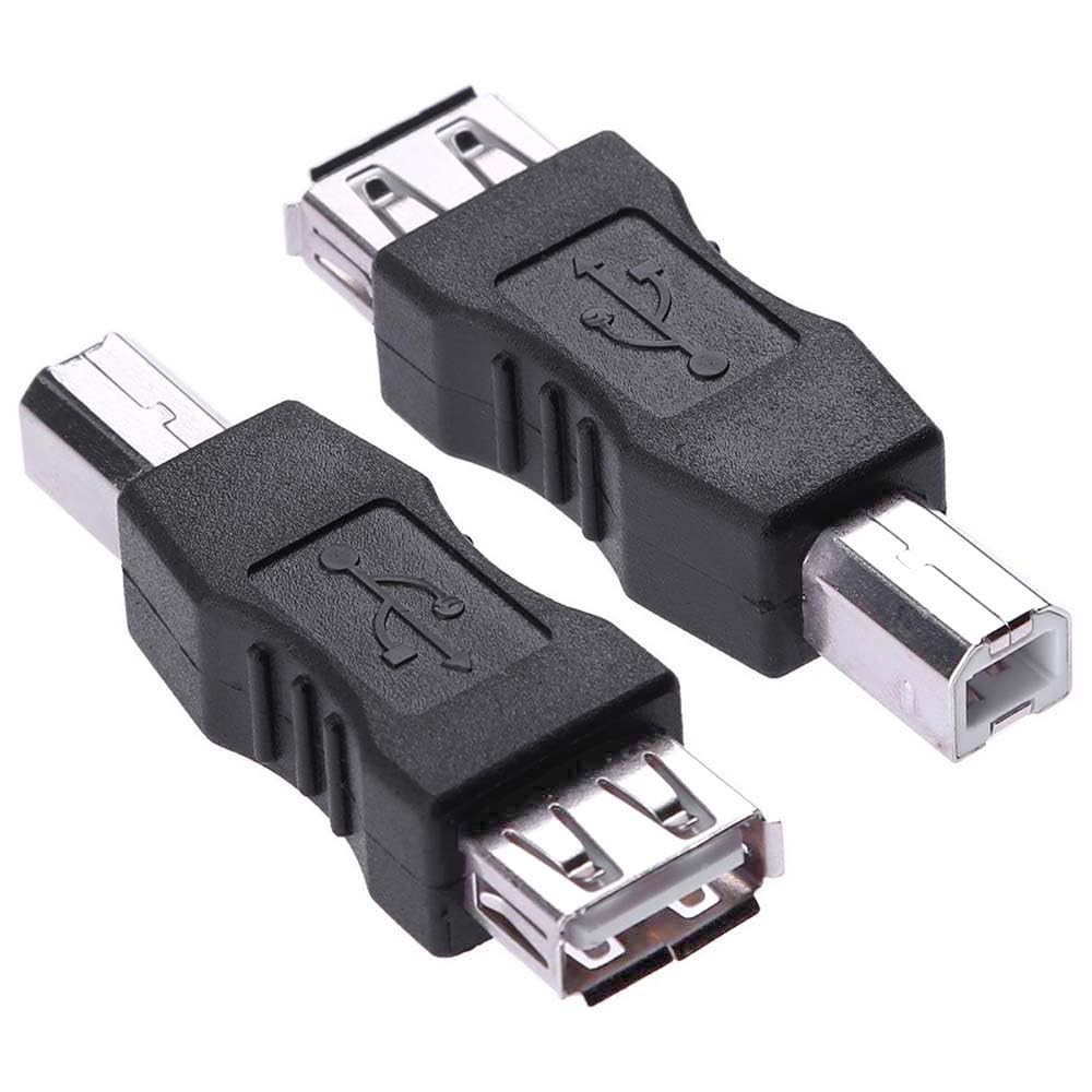 Herfair Female USB to Printer Adapter 2-Pack Male Female, Black
