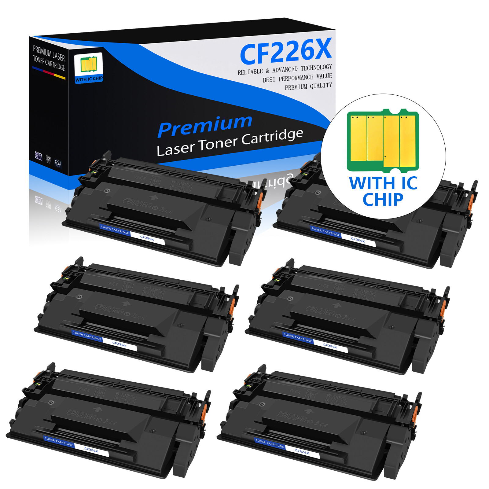 6PK Black CF226X 26X Toner Cartridge for HP LaserJet Pro MFP M426 M426dw M402n