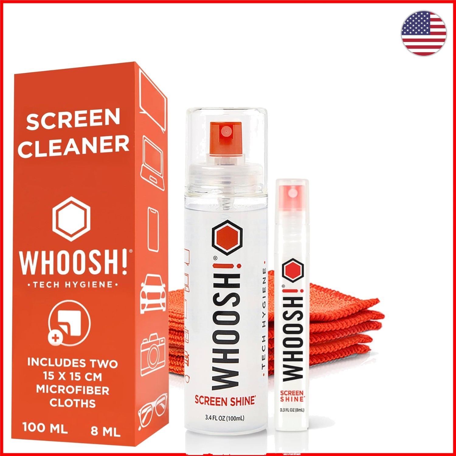 Screen Shine Duo – 3.4oz & 0.3oz Screen Cleaner Kit with Microfiber Cloths
