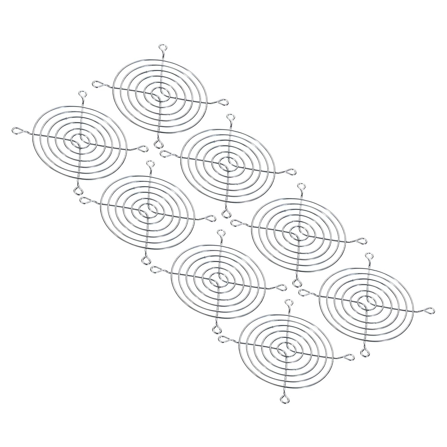 92Mm Fan Finger Grill, 8 Pack Metal Grill Protector Guard, Silver