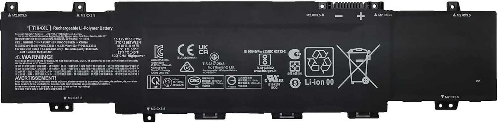 55.67Wh 15.12V TI04XL Battery for HP Envy 17t-ch 17t-ch000 17m-ch0013dx 4-Cell