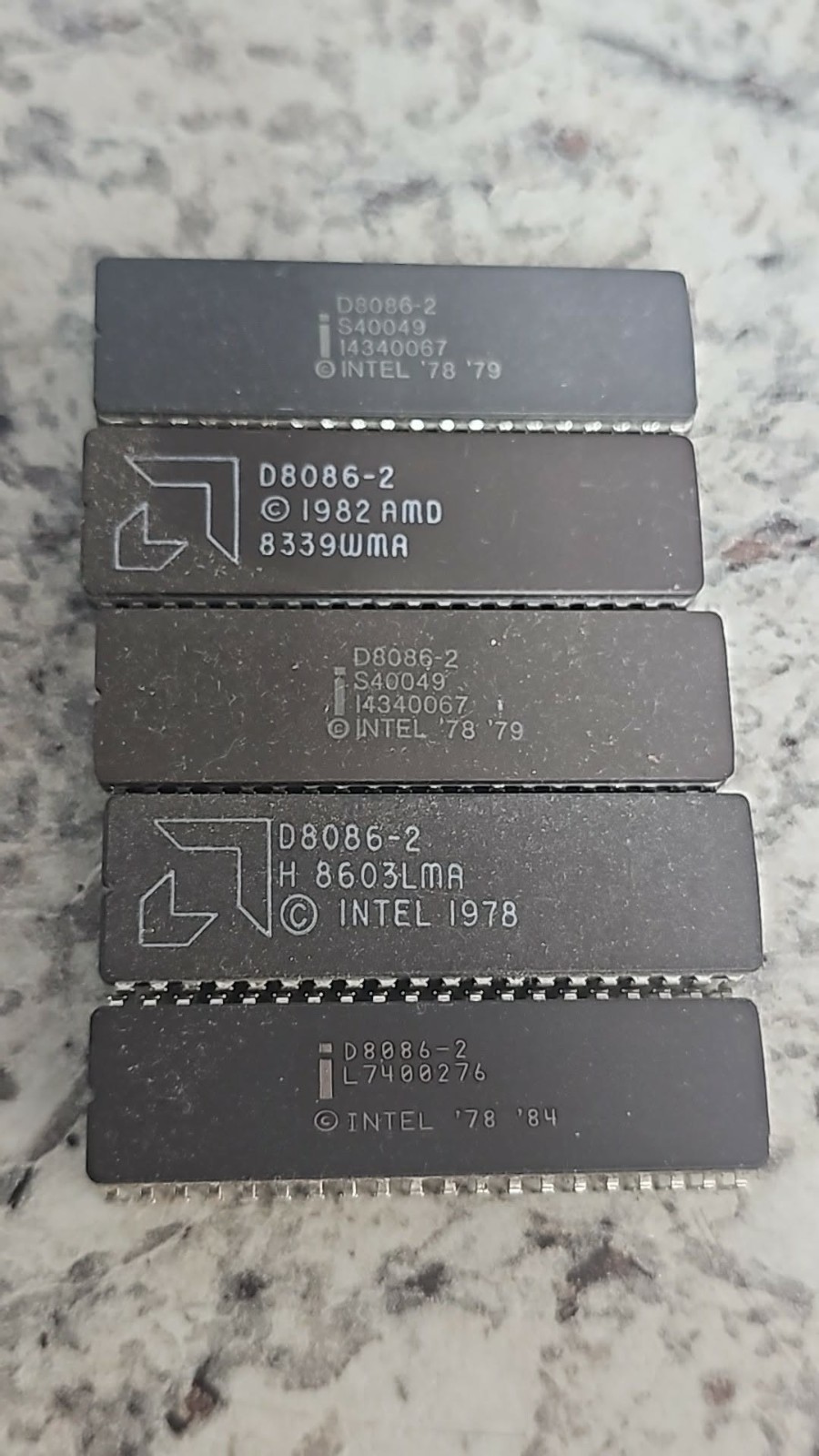 Retro Lot of 5x Ceramic D8086-2 INTEL  16-BIT, 8MHz, MICROPROCESSORS, CDIP40