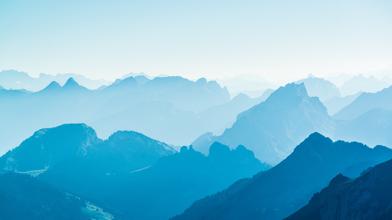 Landscape nature blue clear sky valley mountains cyan Custom Gaming Mat Desk