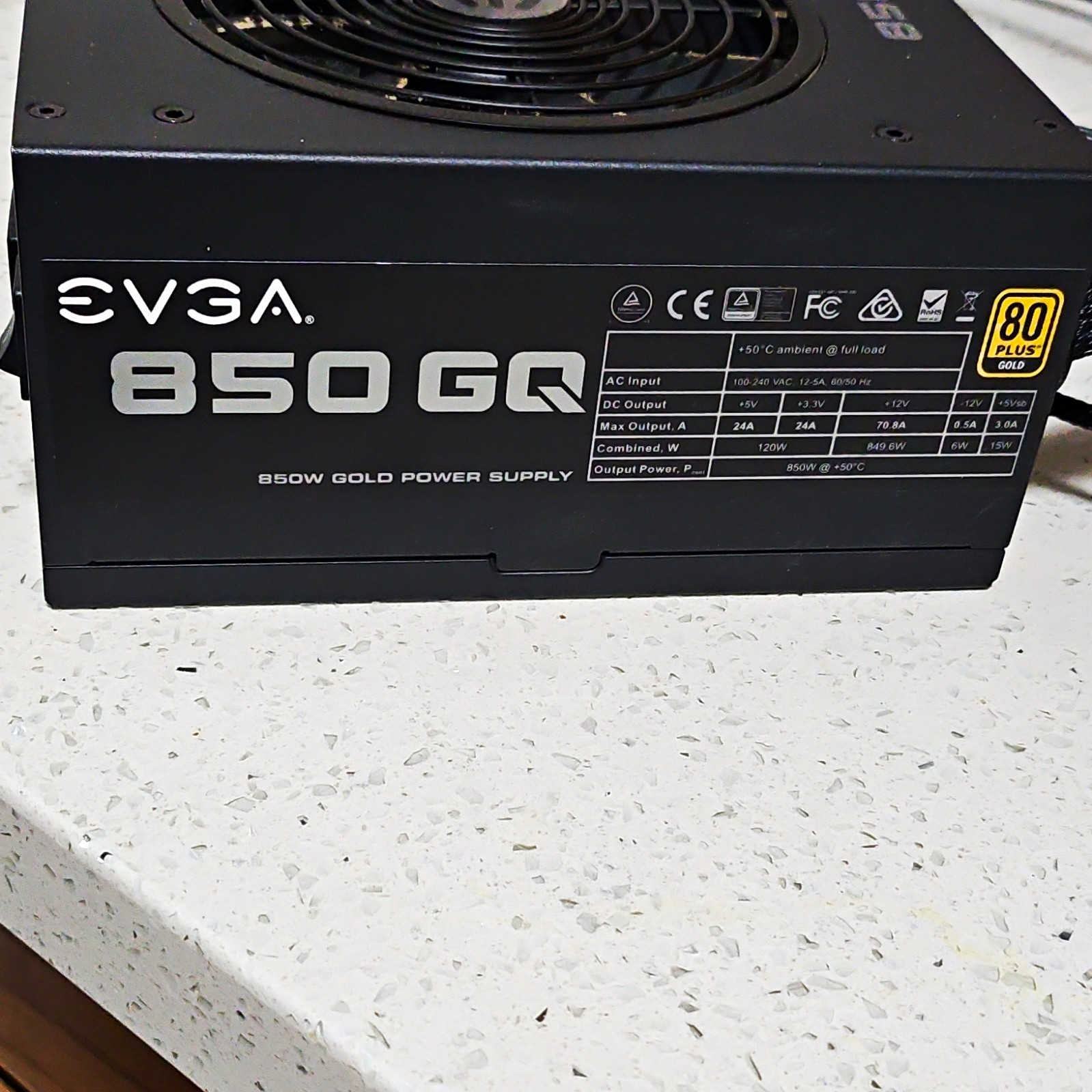 EVGA 850 GQ 850W 80+ Gold Modular ATX PSU Black SATA CPU 8-Pin PCIe