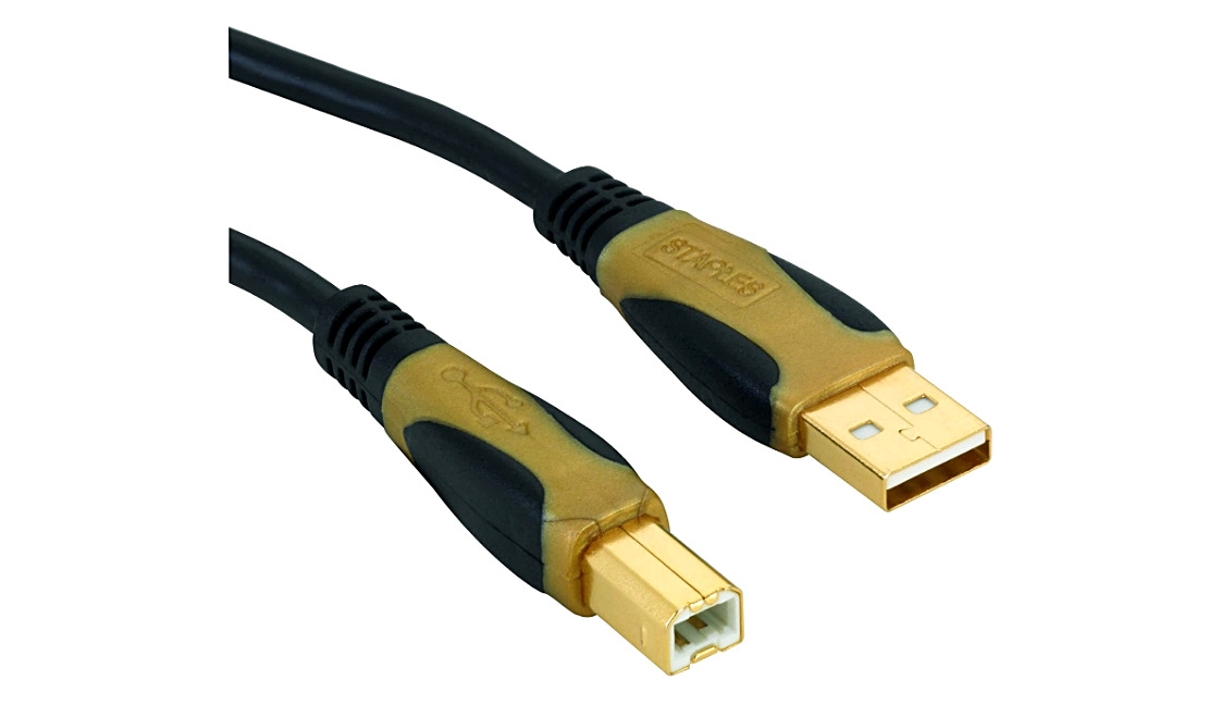 STAPLES USB 2.0 GOLD CABLE 24K/ct 7 ft, 18802 -  NEW - open box