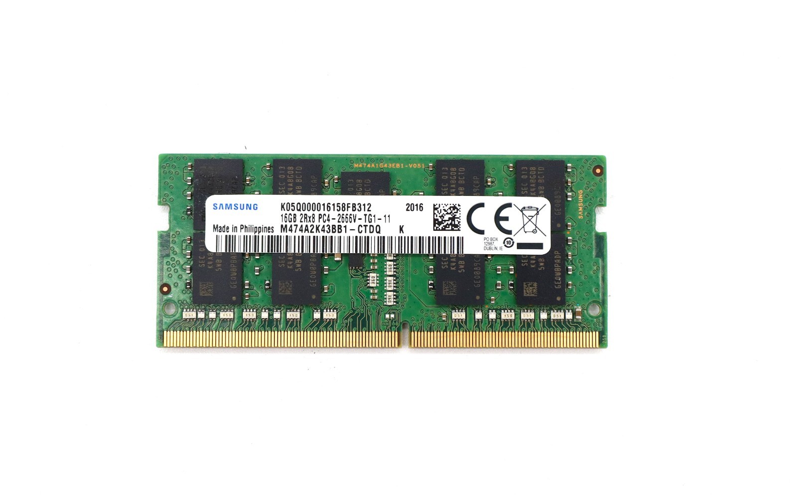 Samsung 16GB DDR4 ECC SO-DIMM PC4-2666V-T - M474A2K43BB1-CTDQ - Laptop