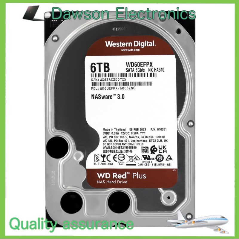for Western Digital WD 6TB Red Plus NAS SATA HDD Internal Hard Drive WD60EFPX